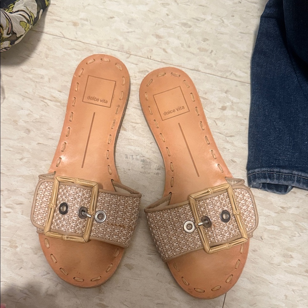 Dolce Vita Beige Buckle Sandals